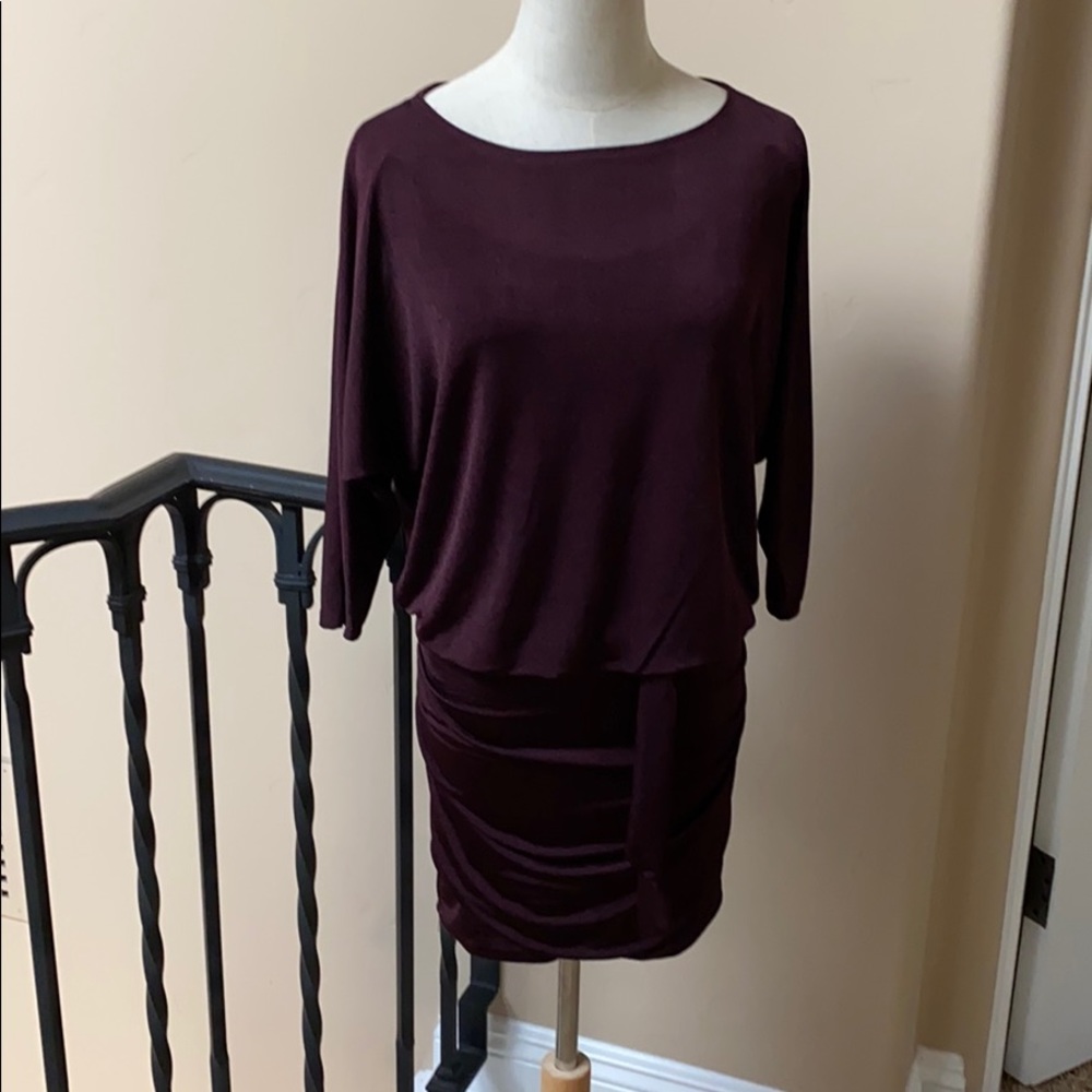 Dark purple blouson mini dress
